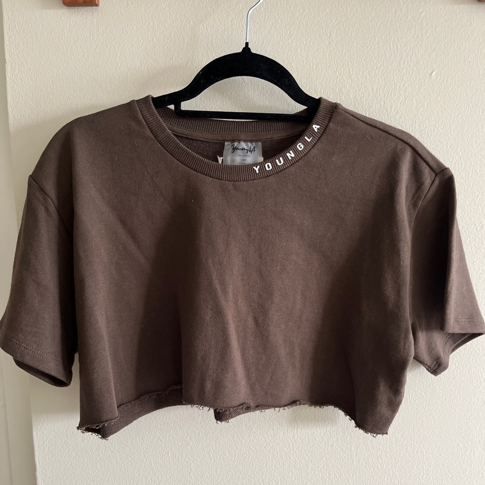YoungLA Brown Crop Tee Short Sleeve